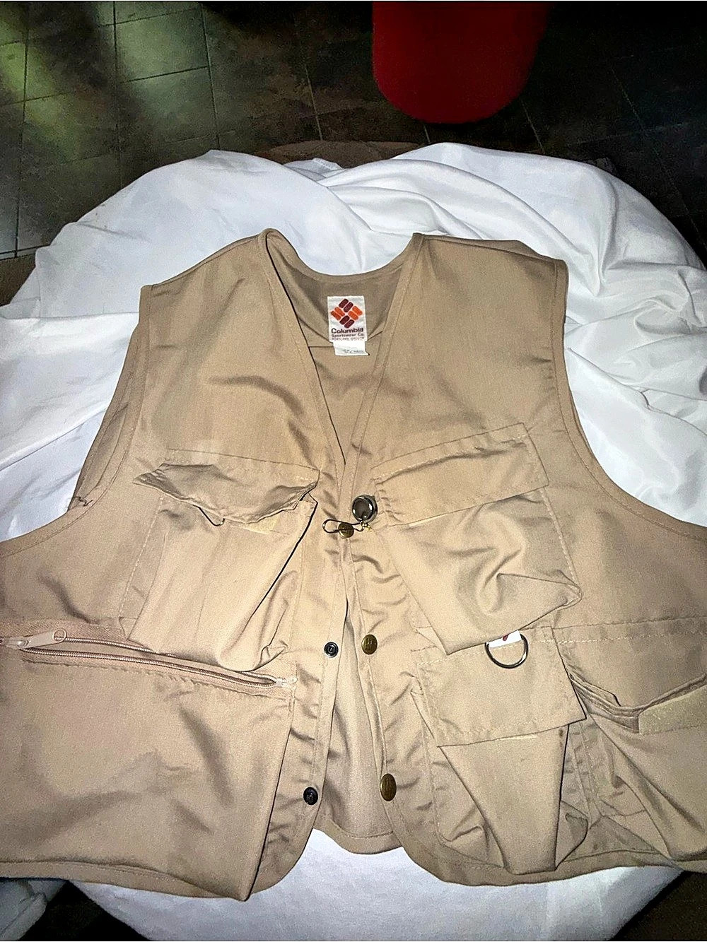 Vintage Columbia Utility Fishing Vest in Brown- XL